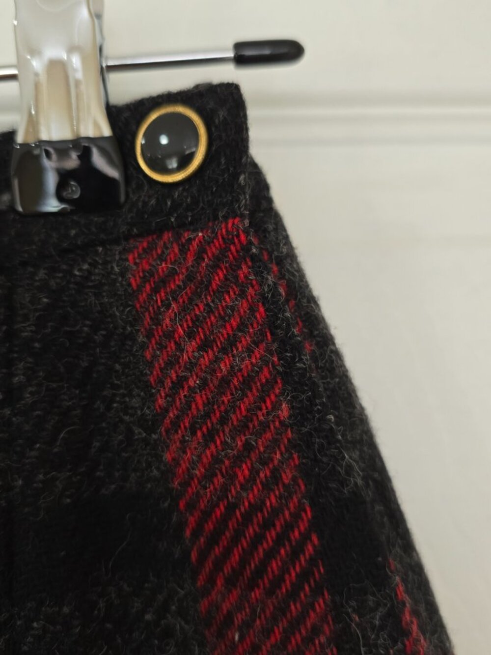 Vtg. Personal Women's 100% Wool Plaid Skirt Pleats‎ Lined Red Black Preppy Sz 12 - Picture 4 of 8